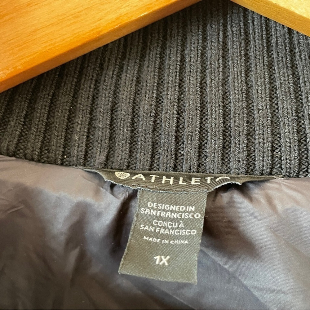 Athleta Hanover Hybrid Black Peplum Primaloft Zip-up Quilted Puffer Jacket 1X - Picture 10 of 12